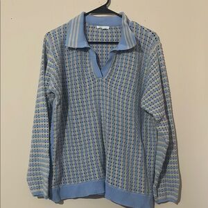 Maurices Blue and Cream V-Neck Sweater
